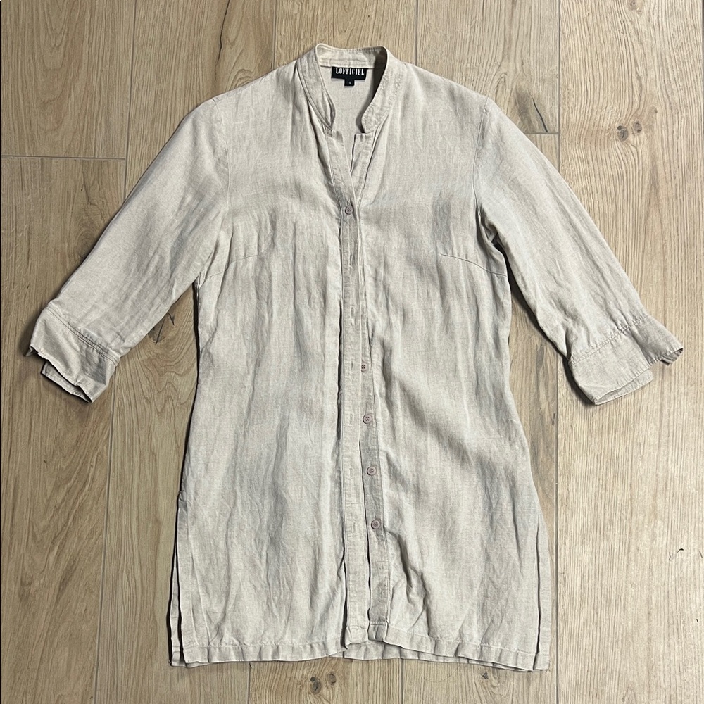 Elegant Beige Linen Shirt‎ Jacket